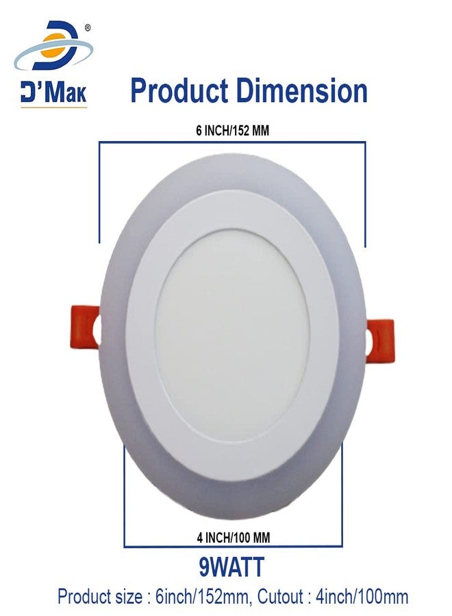 D'Mak Colour Panel LED Light for Ceiling, 9-Watt Panel Light with IP50 Dust Proof, Energy Saving White+Blue Light for Indoor Use at Home and Office, and More, Fancy Round Lights Pack of 1 - Image 5